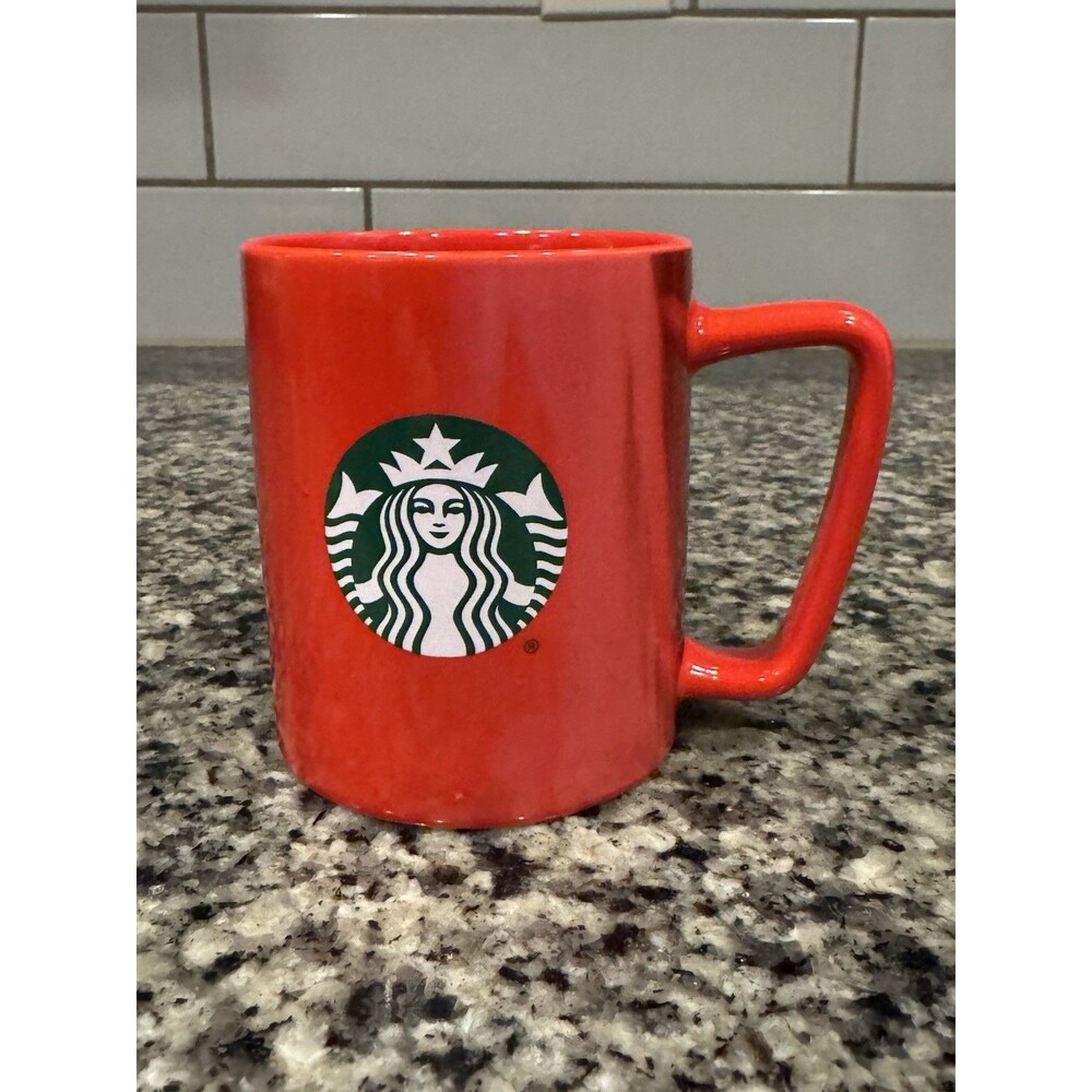 Starbucks Coffee MUG 2022 - Ceramic Red Marble Pattern W/Green Siren Logo 11oz